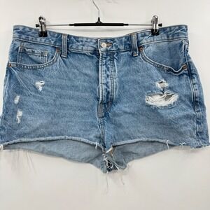Old Navy OG High Rise Denim Shorts Distressed Ripped Light Wash Womens‎